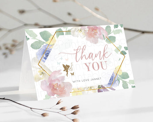 Editable Fairy Thank You Fairy Thank You Card Enchanted Garden Pastel Butter