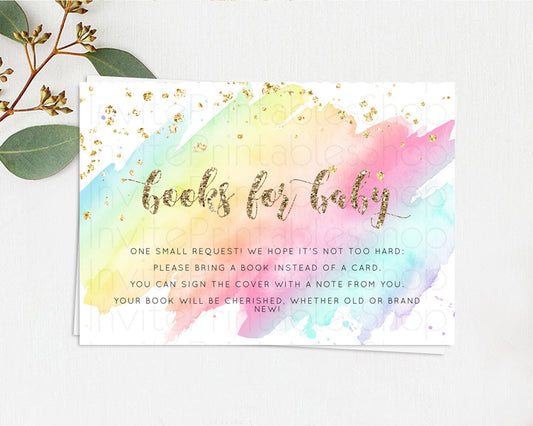 Editable Pastel Books For Baby Card Pastel Rainbow Book Insert Colorful Ombr