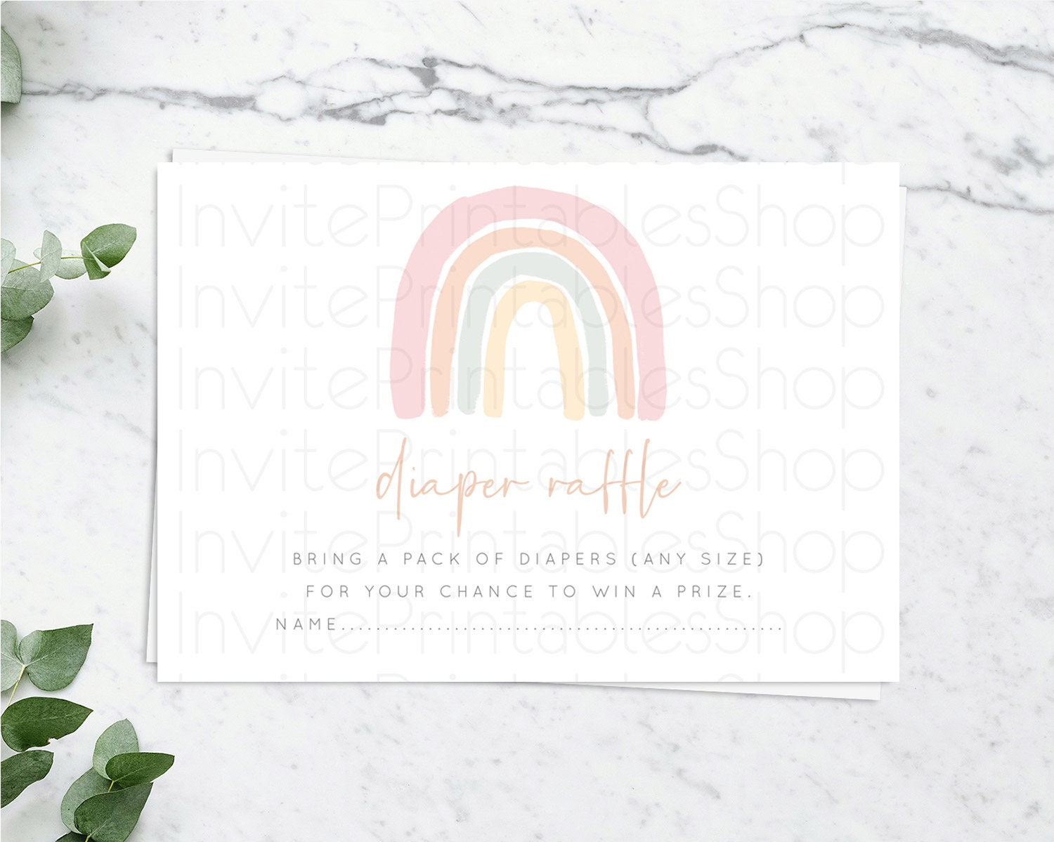 Editable Pastel Rainbow Diaper Raffle Card Boho Rainbow Diaper Insert Boho R