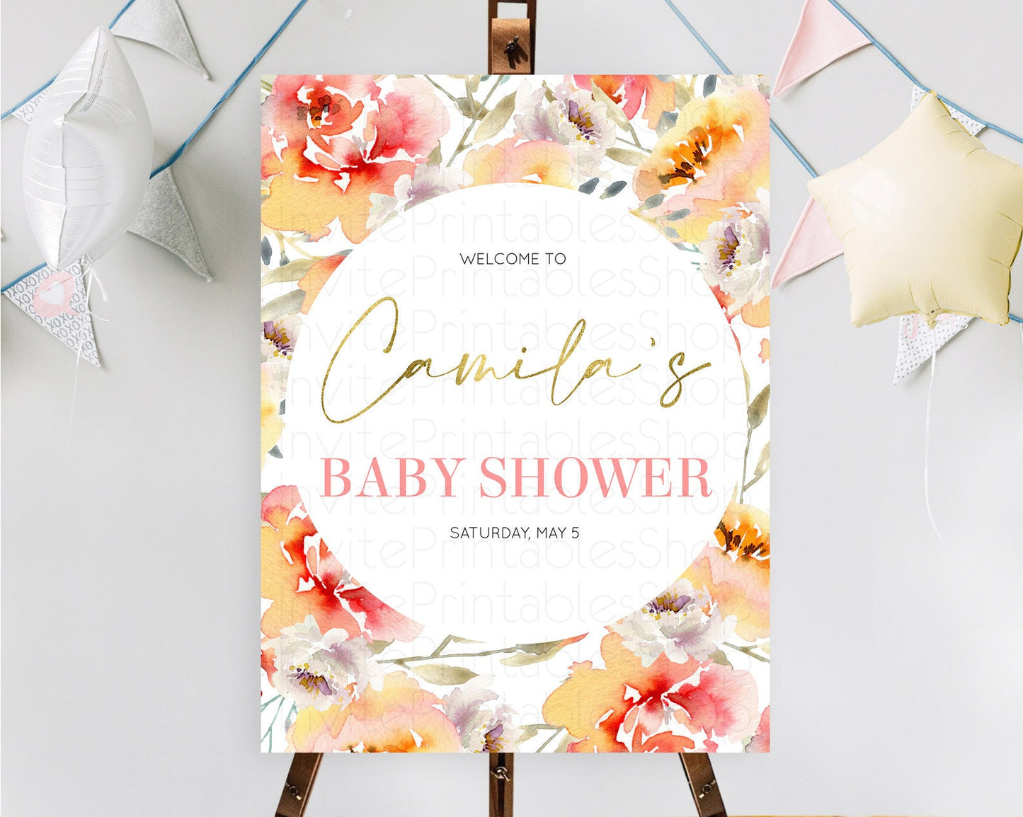 Secret Garden Baby Shower Welcome Sign Wildflower Welcome Board Pastel Flower Garden Welcome Poster Boho Wildflower Welcome Sign D10280