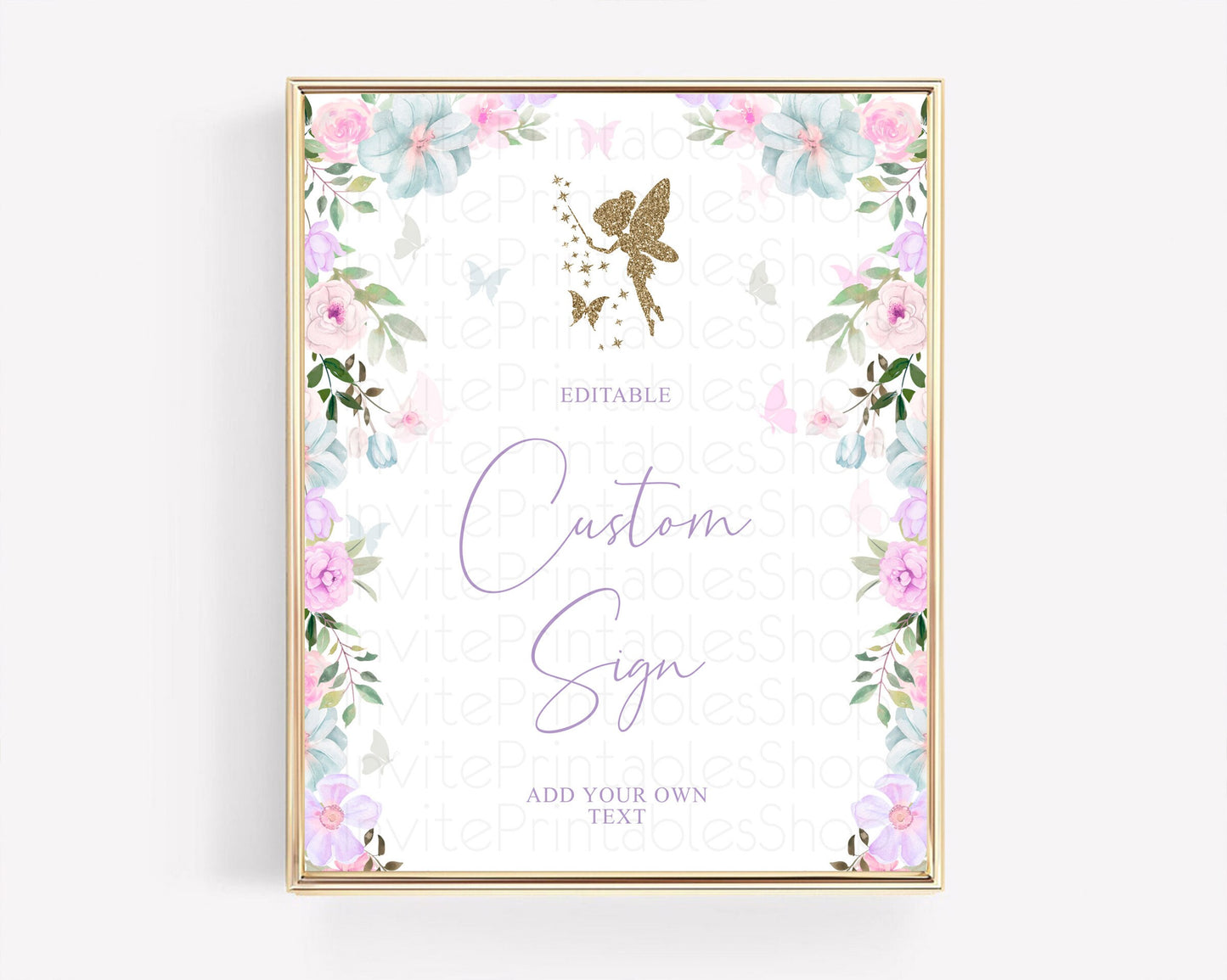 Fairy Sign Enchanted Garden Table Sign Décor Pastel Floral Butterfly Party Secret Garden Birthday Baptism Baby Shower Bridal Shower D10475