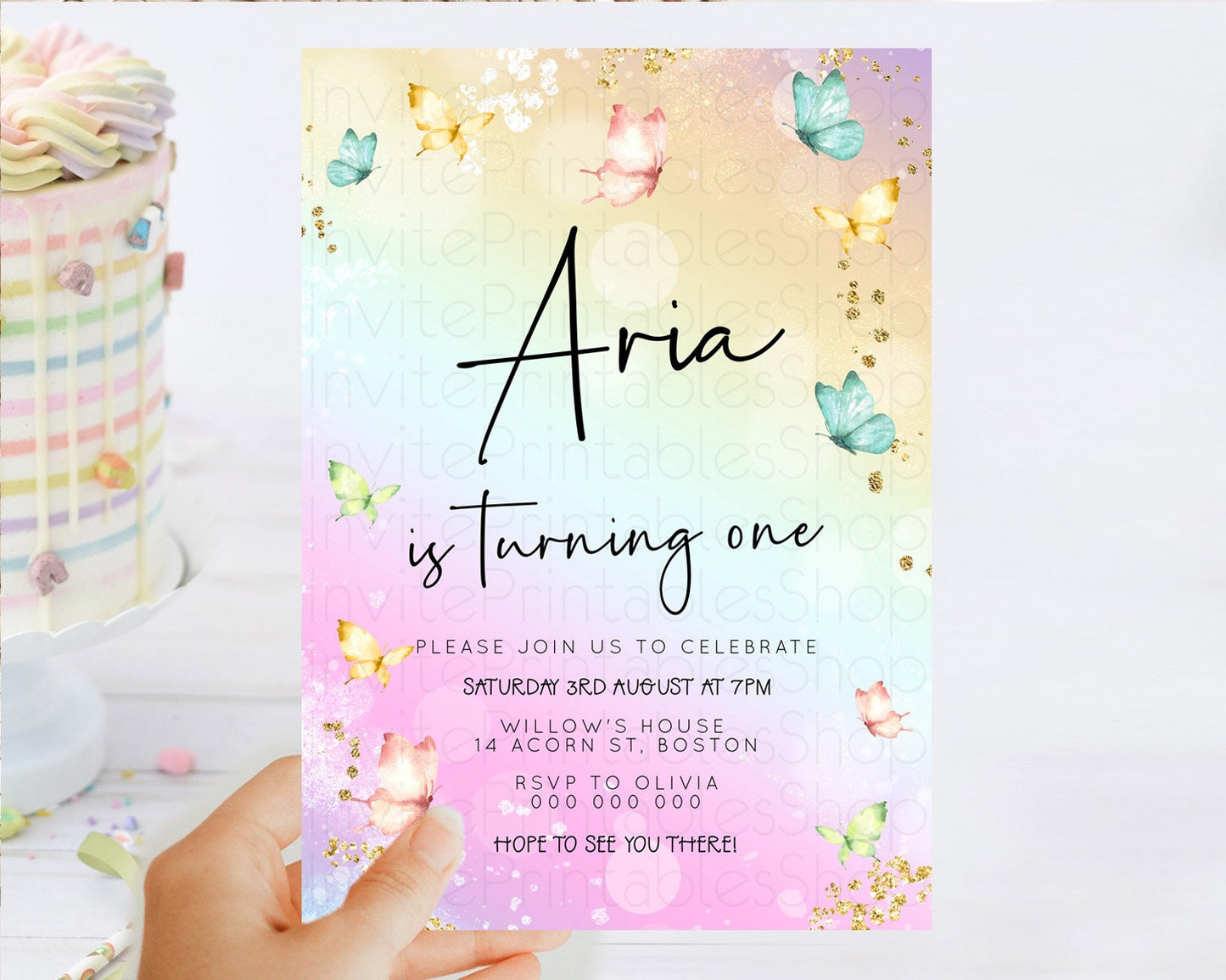 Editable Pastel Butterfly Birthday Invitation Butterfly Birthday Invitation