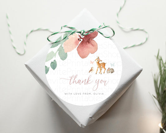 Fawn Thank You Tags Deer Thank You Gift Tags Pastel Floral Deer Favor Tags Enchanted Forest Butterfly Floral Birthday Thank You D10913