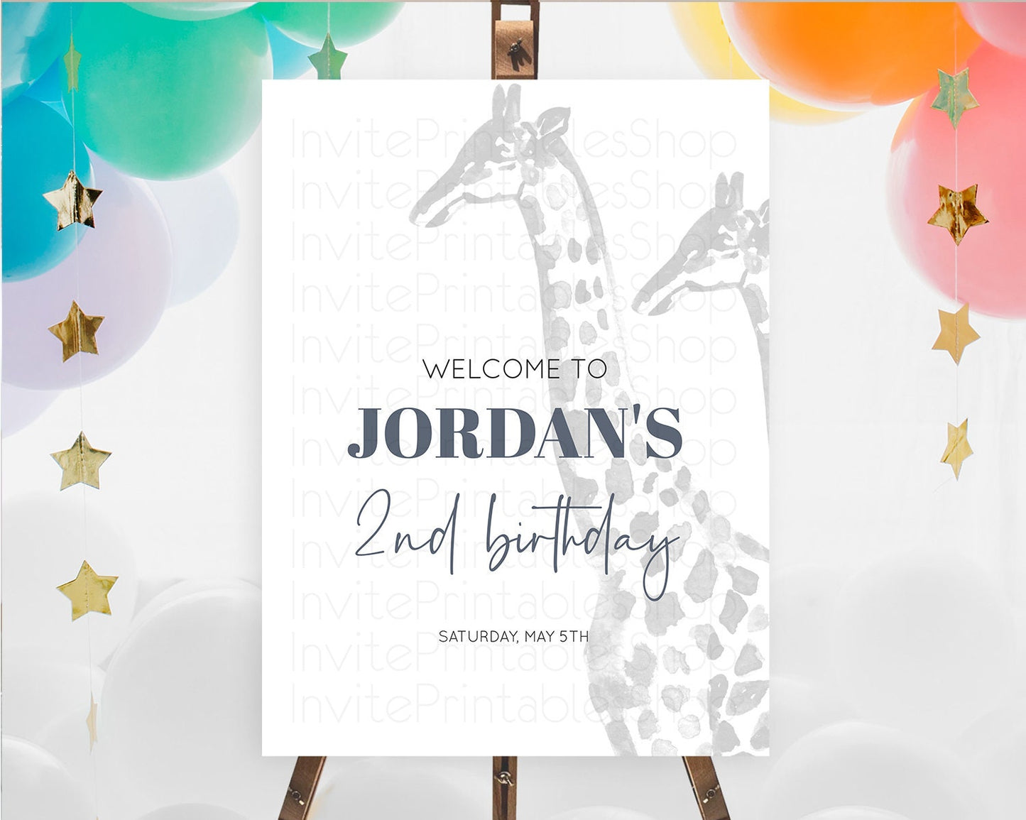 Giraffe Welcome Sign Giraffe Welcome Board Giraffe Party Welcome Poster Safari Adventure Decor Giraffe First Birthday Welcome Sign D10306