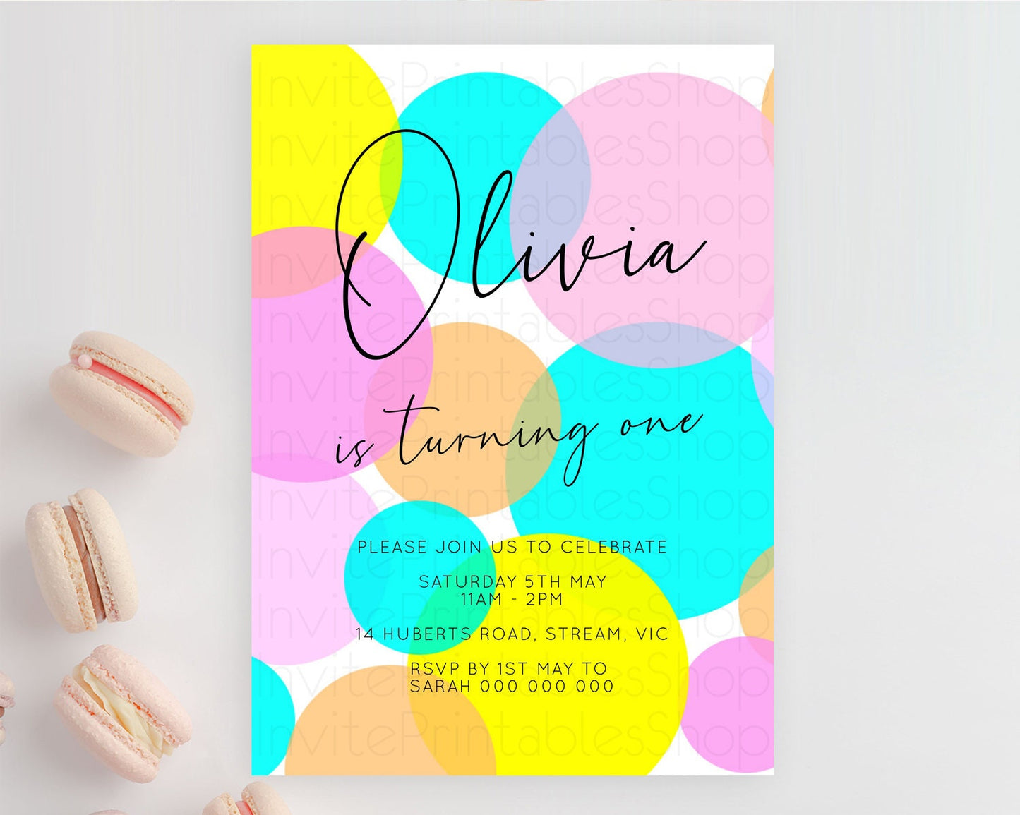 Pastel Birthday Invitation Pastel Confetti Birthday Invitation Bubbles Invitation Colorful Rainbow Confetti 2nd 1st First Birthday D10896