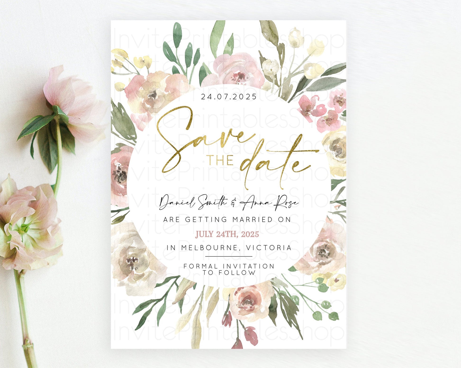 Editable Wildflower Save The Date Template Secret Garden Save The Date Paste