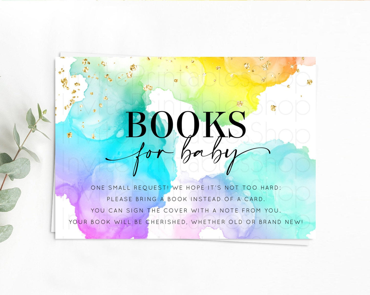 Pastel Books For Baby Card Pastel Rainbow Book Insert Colorful Ombre Watercolor Book Card Confetti Glitter Baby Book Poem Request D10213