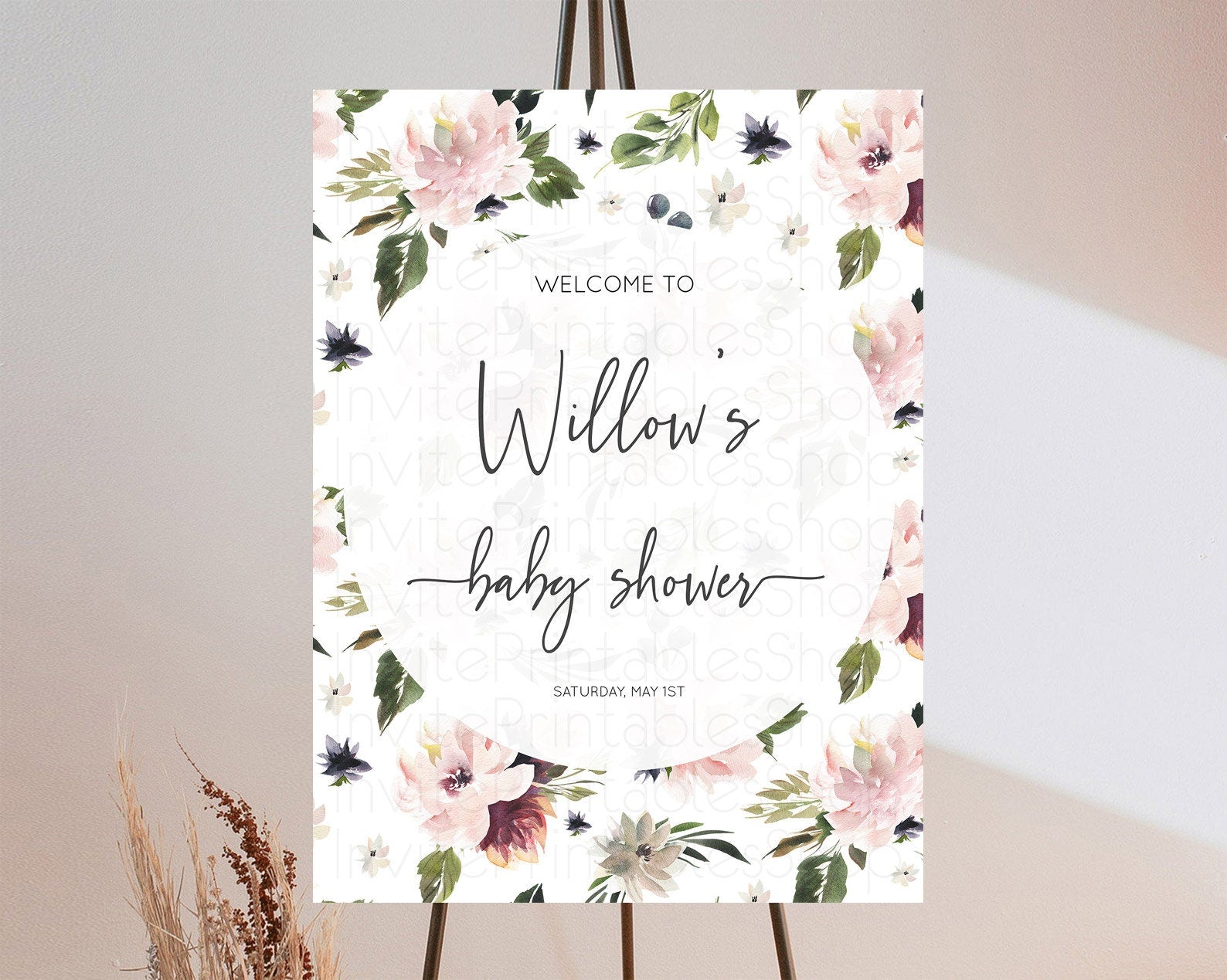 Editable Secret Garden Baby Shower Welcome Sign Wildflower Welcome Board Pas
