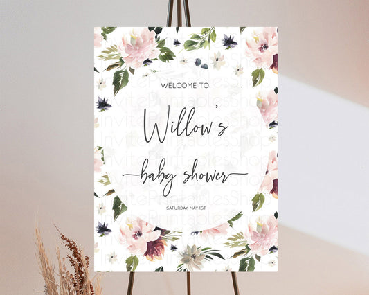 Editable Secret Garden Baby Shower Welcome Sign Wildflower Welcome Board Pas