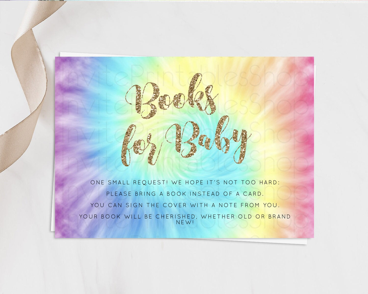 Tie Dye Books For Baby Card Rainbow Tie Dye Book Insert Pastel Rainbow Watercolor Book Card Tie Dye Colors Guests Book Poem Request D10580