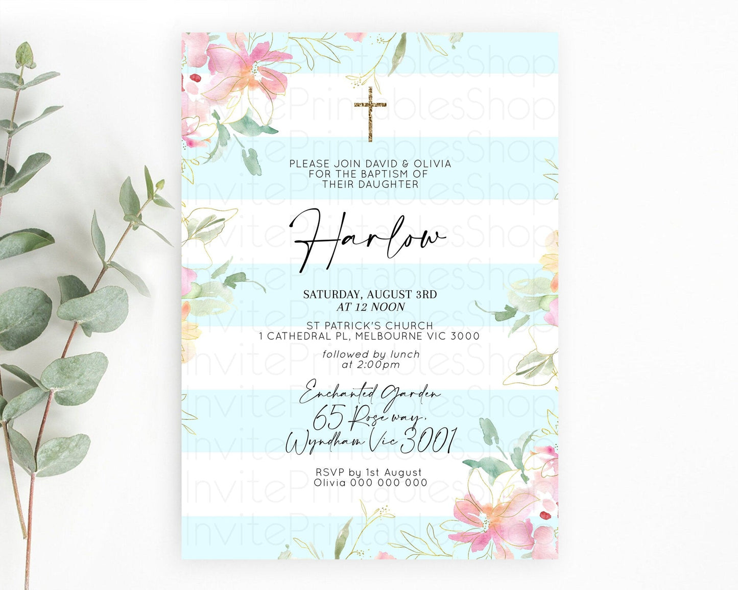 Secret Garden Baptism Invitation Wildflower Baptism Birthday Invite Pastel Flowers Christening Invite Enchanted Garden Boho Floral D10304