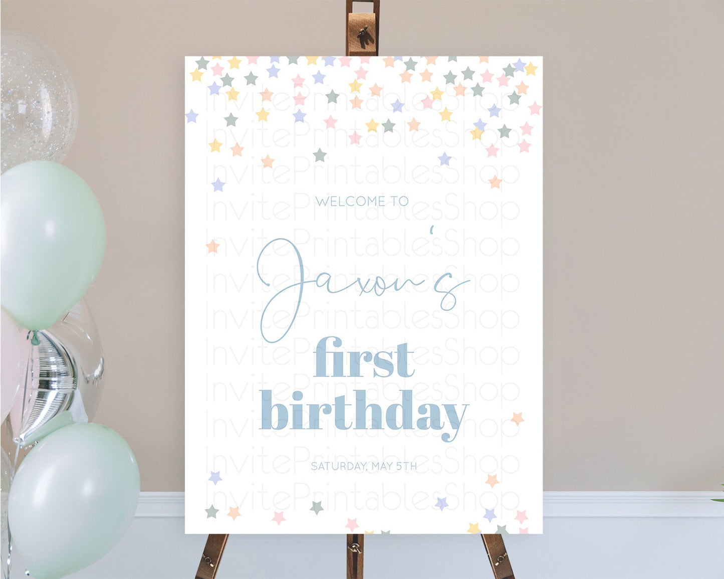 Star Welcome Board Pastel Stars Welcome Sign Shooting Star Rainbow Colorful Confetti Twinkle Little Star First Birthday Welcome Sign D10795