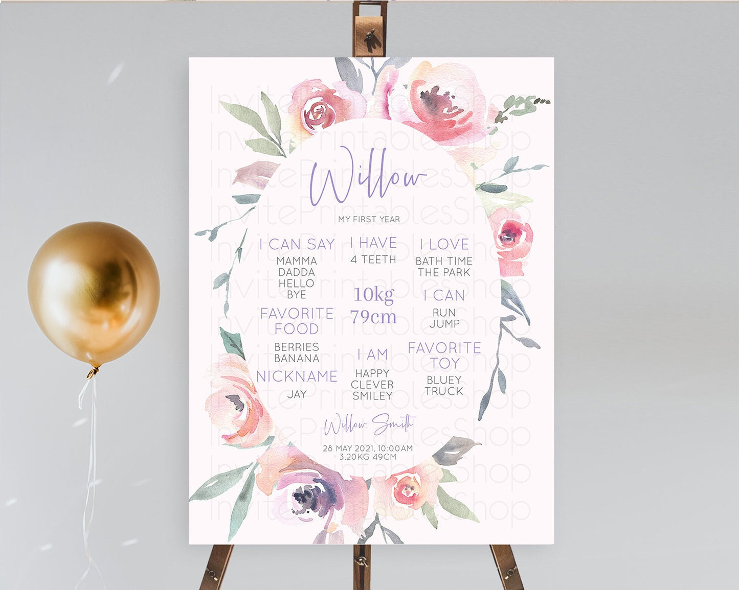 Secret Garden Milestone Board Wildflower First Birthday Milestone Poster Pastel Flowers Milestone Boho Wildflower 1st Birthday Sign D10222