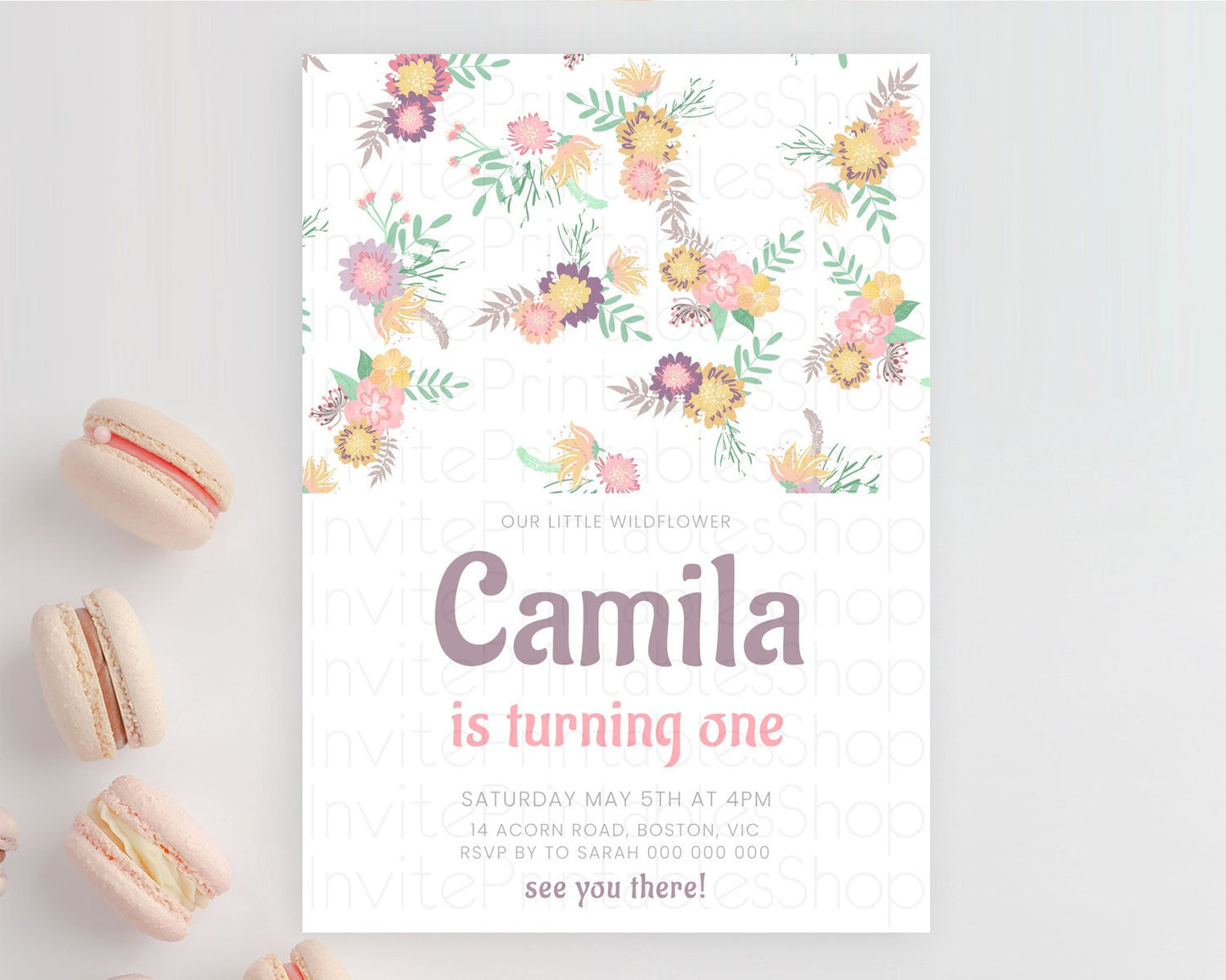 Secret Garden Invitation Wildflower Birthday Invitation Pastel Flowers Invite Enchanted Garden Boho Floral 3rd 2nd First Birthday D10712