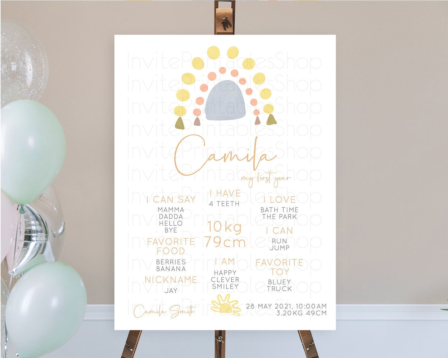 Pastel Rainbow First Birthday Milestone Poster Boho Rainbow Milestone Board Rainbow Milestone Pastel Milestone Rainbow 1st Birthday D10688