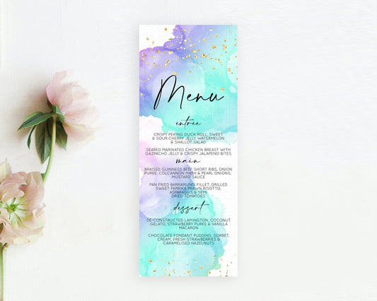 Editable Pastel Menu Pastel Rainbow Menu Template Colorful Pastel Table Deco