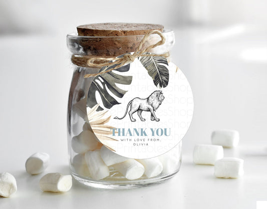 Editable Lion Thank You Tags Lion Thank You Gift Tags Lion Party Favor Tags