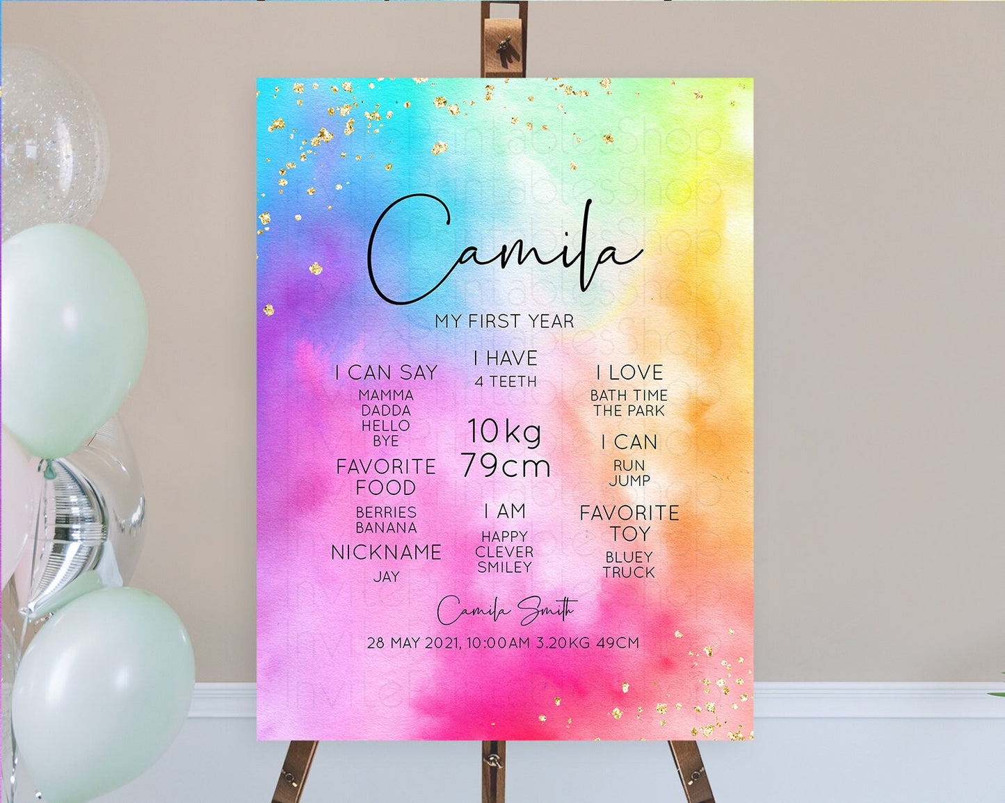 Tie Dye Milestone Board Rainbow First Birthday Milestone Poster Pastel Milestone Colorful Milestone Board Pastel Rainbow Birthday D10456