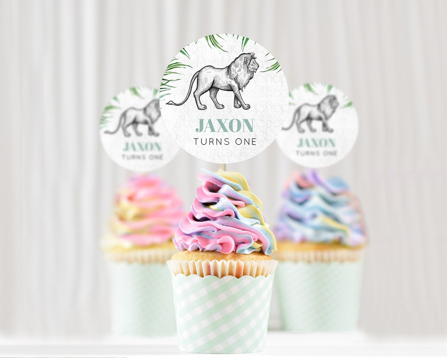 Lion Cupcake Toppers Safari Lion Cupcake Toppers Modern Lion Party Decor Safari Adventure Party Minimalist Lion First Birthday Decor D10845