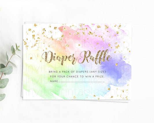 Editable Pastel Diaper Raffle Card Pastel Rainbow Diaper Raffle Insert Color