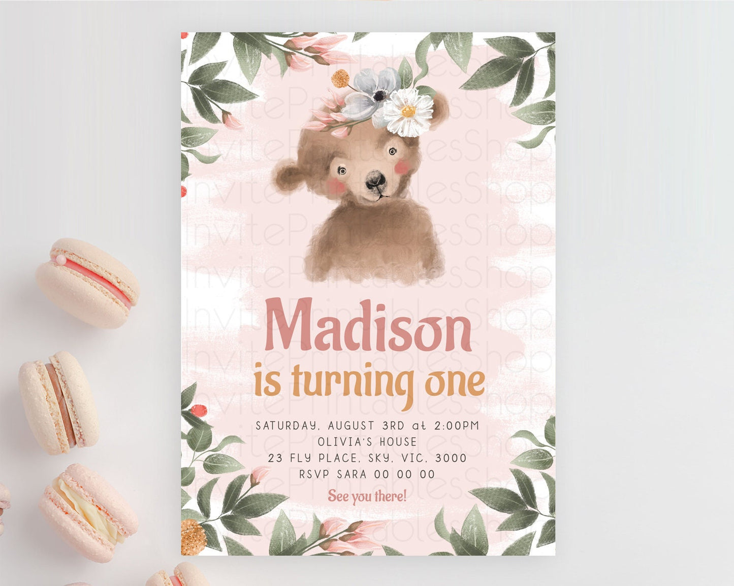 Bear Birthday Invitation Bear Invitation Forest Baby Invites Bear Woods Party Forest Adventure Bear Hunt Party 2nd First Birthday D10590