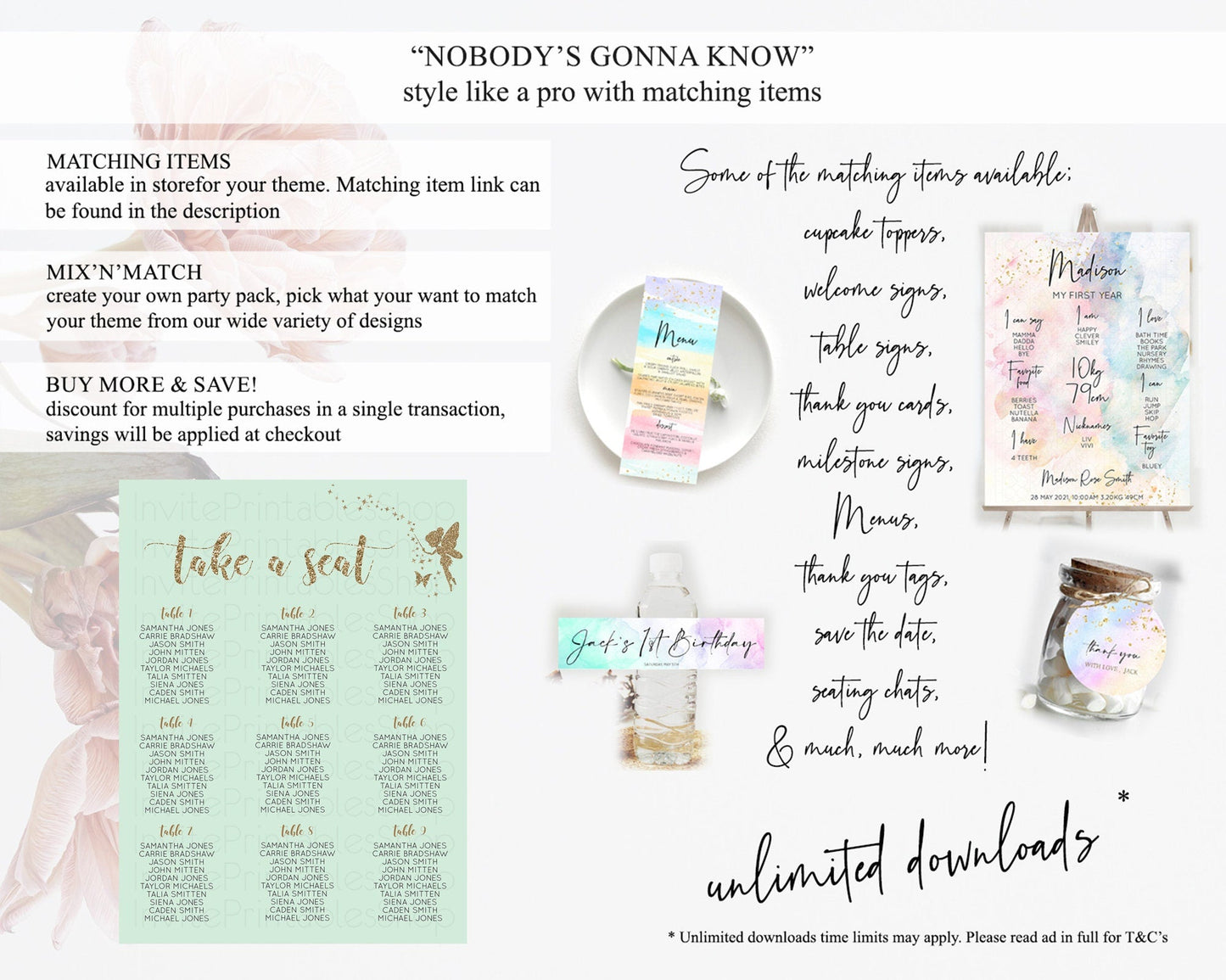 Fairy Seating Chart Pastel Fairy Seating Chart Fairy Tea Party Fairy Garden Seating Sign Enchanted Garden Floral Butterfly Decor D10908