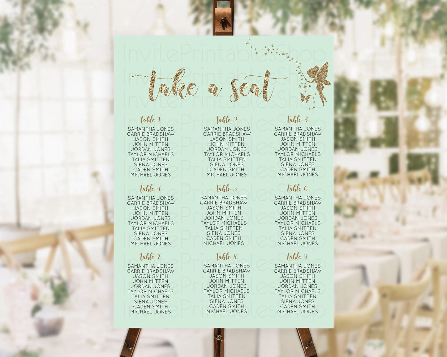 Editable Fairy Seating Chart Pastel Fairy Seating Chart Fairy Tea Party Fair