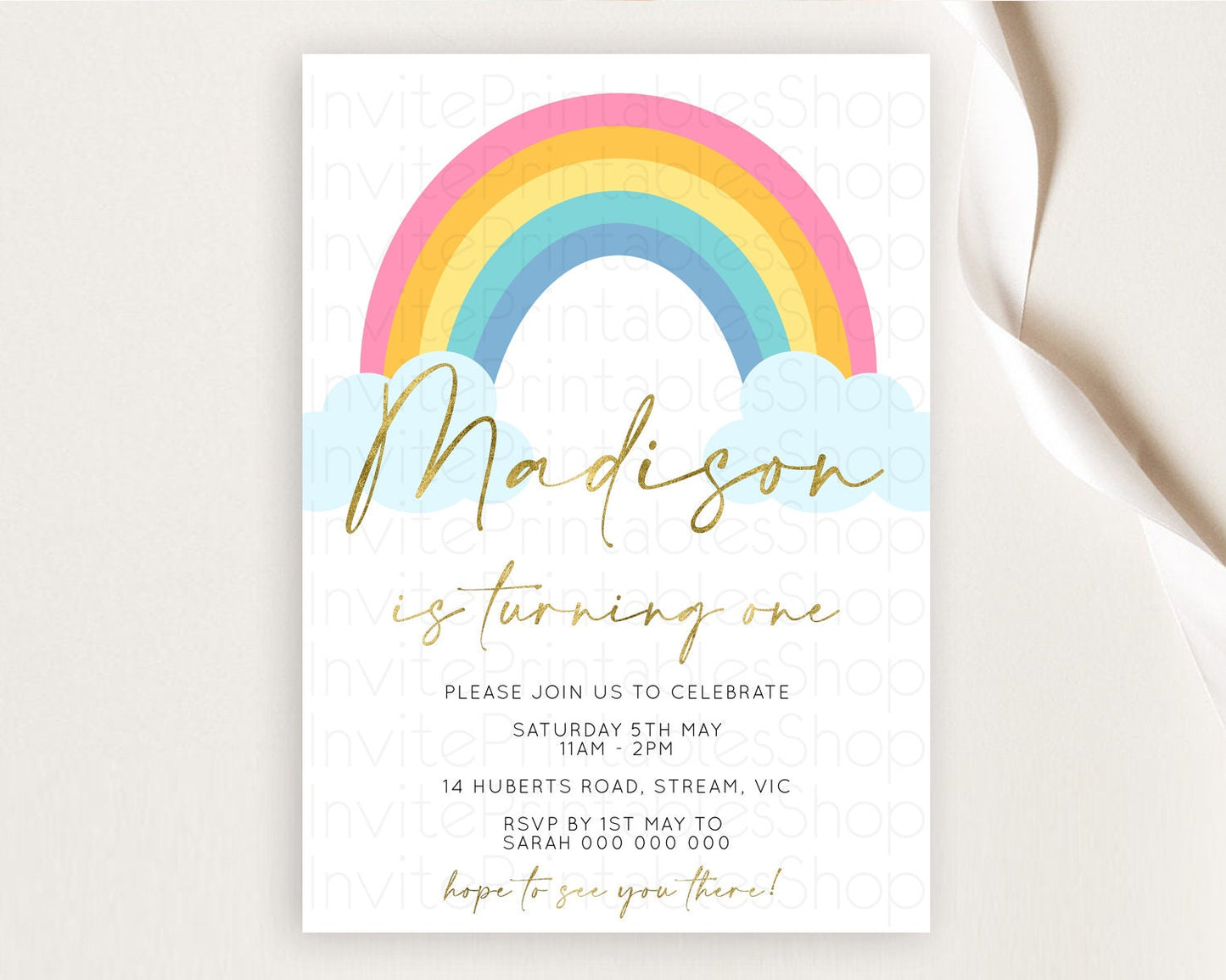 Pastel Rainbow Birthday Invitation Pastel Rainbow Invitation Rainbow Invitation Pastel Invitation Boho Rainbow 1st First Birthday D10123