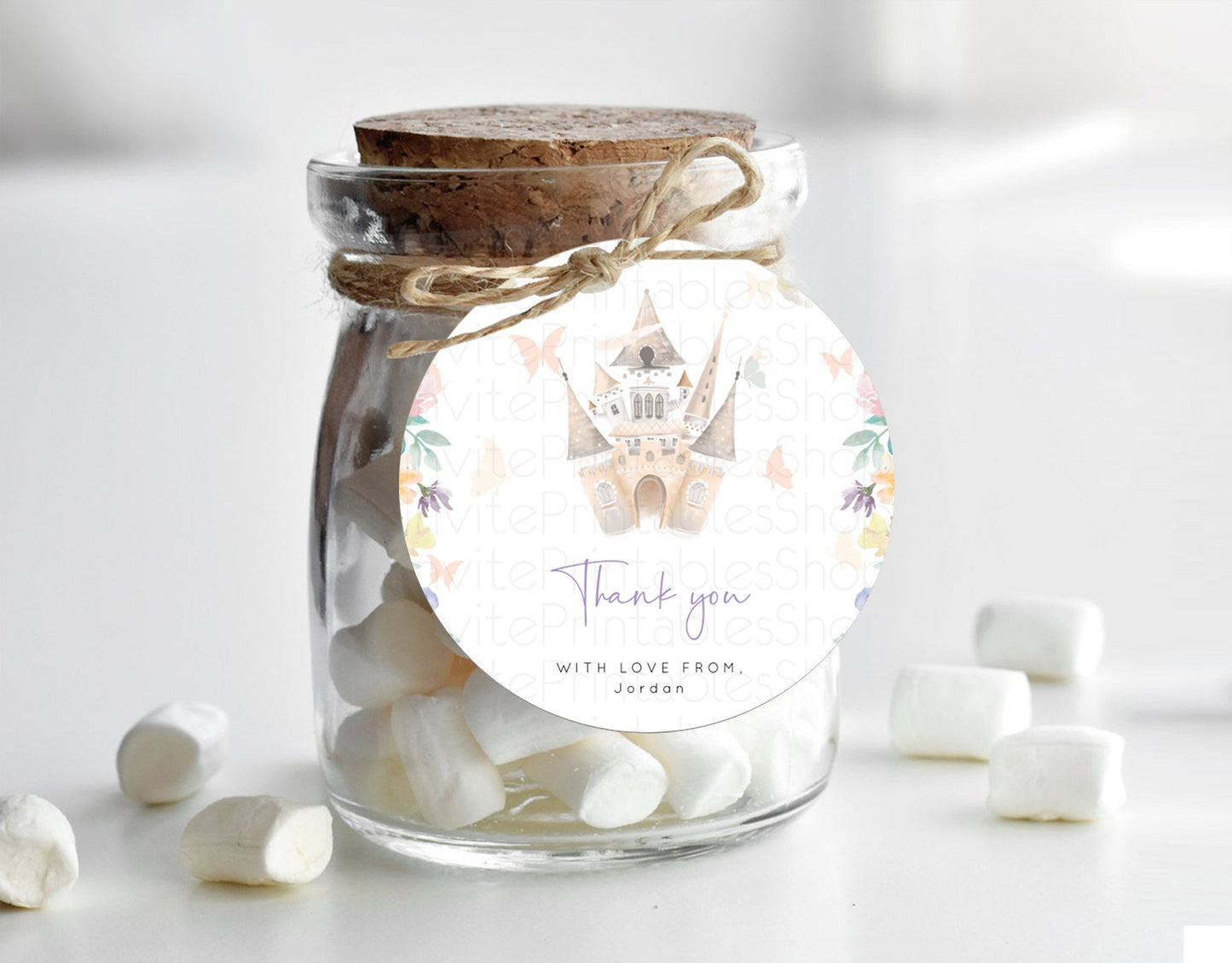 Princess Thank You Tags Castle Thank You Gift Tags Secret Garden Favor Tags Enchanted Castle Pastel Floral First Birthday Thank You D10709