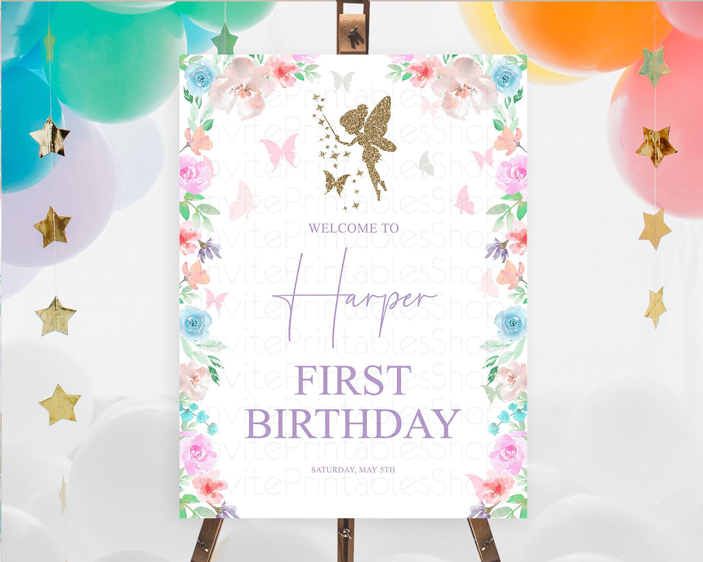 Fairy Welcome Sign Fairy Welcome Board Enchanted Garden Pastel Floral Butterfly Decor Secret Garden First Birthday Welcome Sign D10126