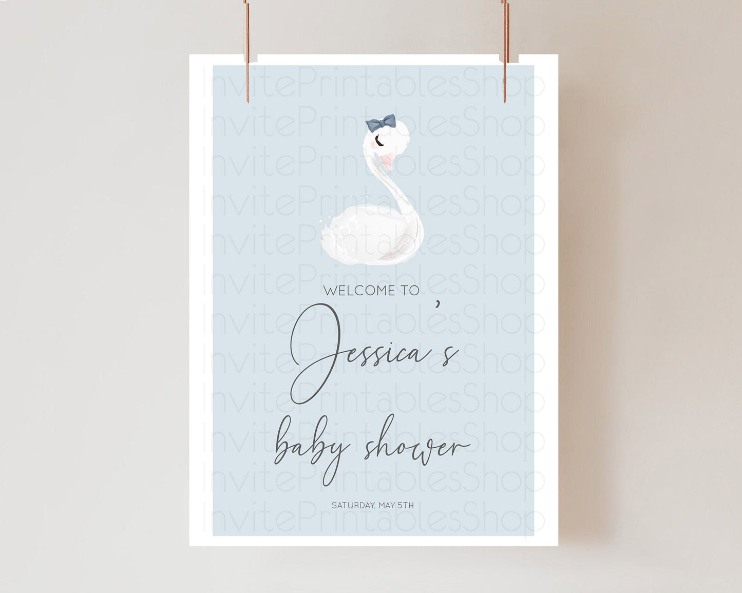 Swan Baby Shower Welcome Board Swan Princess Ballet Welcome Sign Enchanted Swan Lake Secret Garden Pastel Floral Swan Welcome Sign D10760