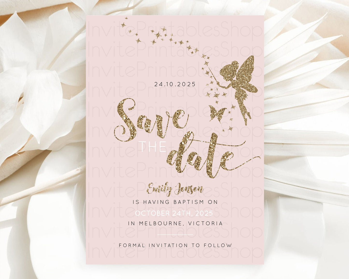 Fairy Save The Date Template Enchanted Garden Pastel Floral Butterfly Party Secret Garden Birthday Baptism Baby Shower Bridal Shower D10899