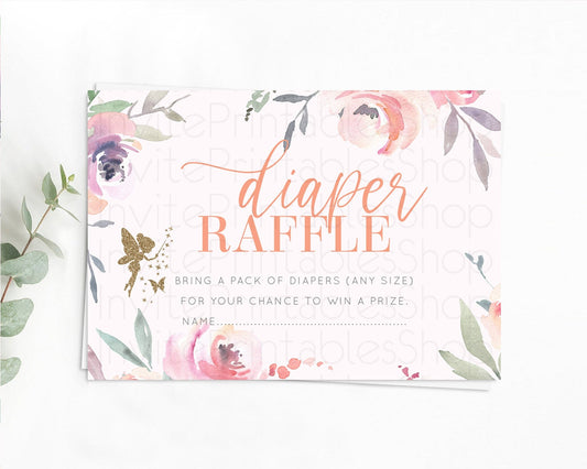 Editable Fairy Diaper Raffle Card Fairy Diaper Insert Enchanted Garden Fairy