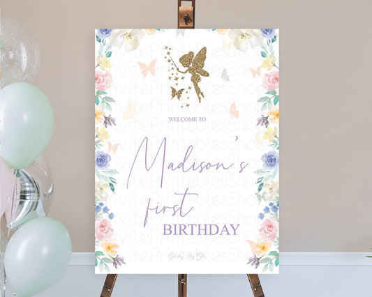 Fairy Welcome Sign Fairy Welcome Board Enchanted Garden Pastel Floral Butterfly Décor Secret Garden First Birthday Welcome Sign D10761