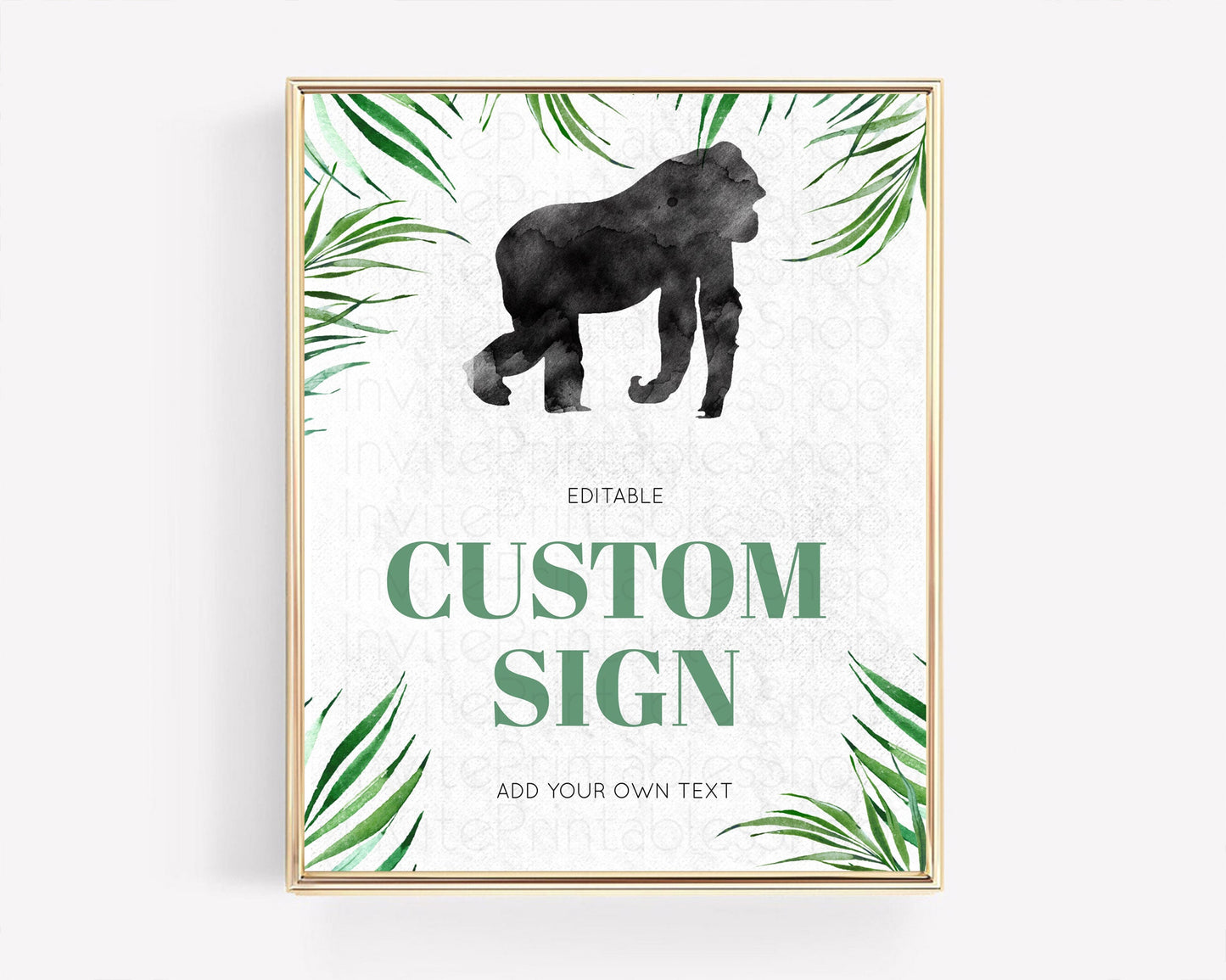 Gorilla Table Sign Decor Gorilla Party Sign Template Safari Adventure Gorilla Minimal Theme 1st Birthday Baptism Baby Shower D10840