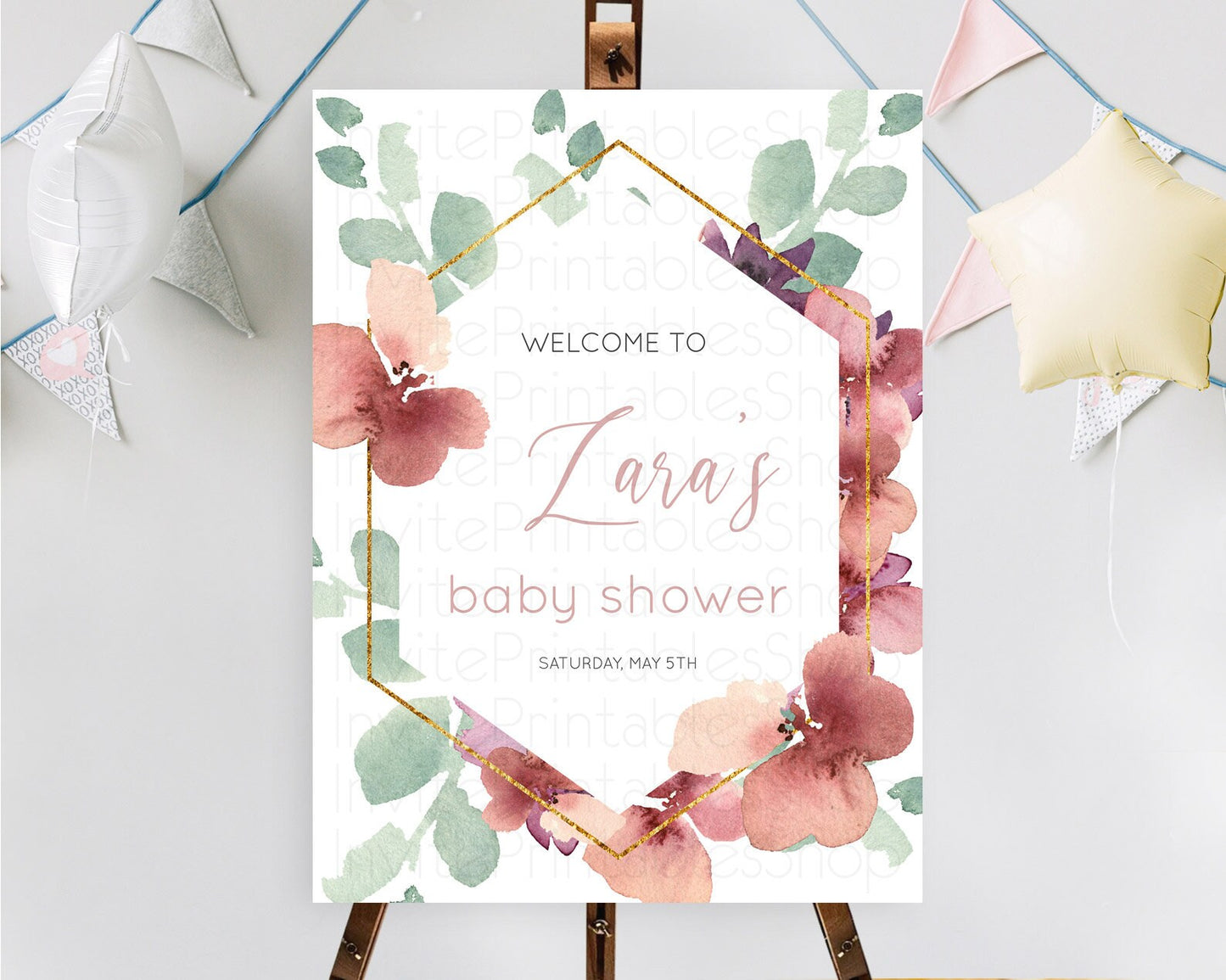 Secret Garden Baby Shower Welcome Sign Wildflower Welcome Board Pastel Flower Garden Welcome Poster Boho Wildflower Welcome Sign D10964