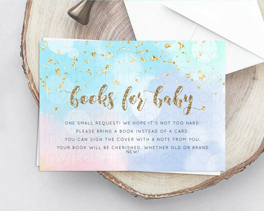Editable Pastel Books For Baby Card Pastel Rainbow Book Insert Colorful Ombr