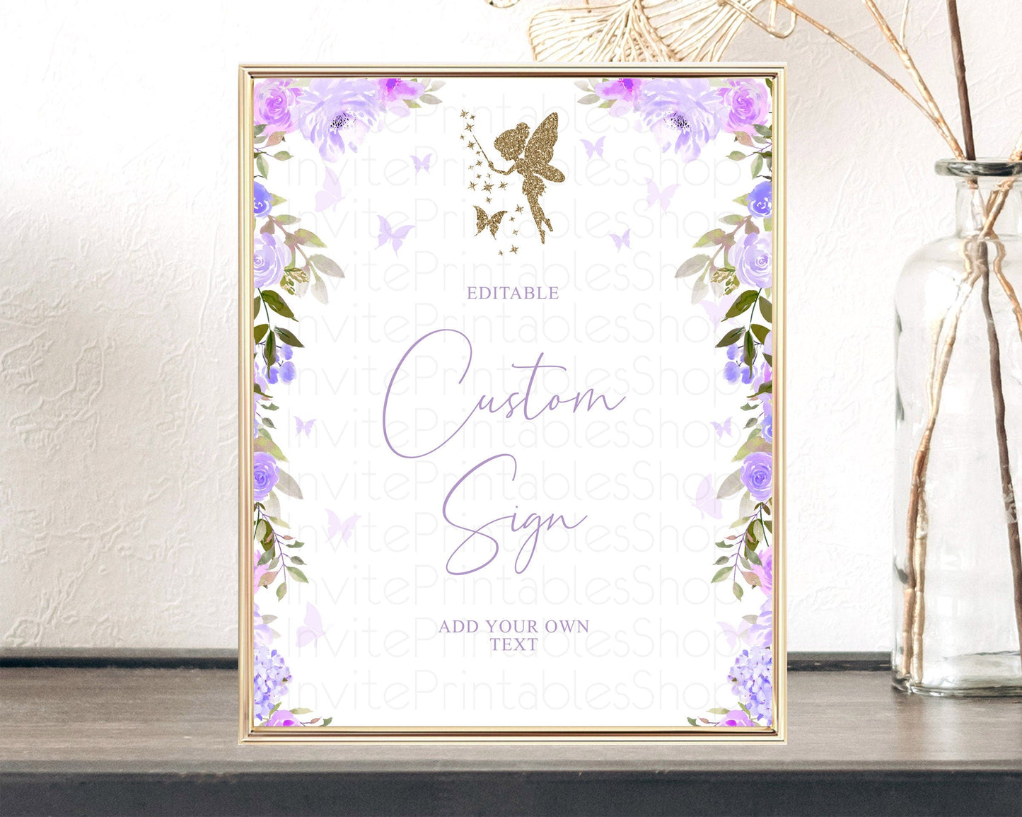 Fairy Sign Enchanted Garden Table Sign Decor Pastel Floral Butterfly Party Secret Garden Birthday Baptism Baby Shower Bridal Shower D10910