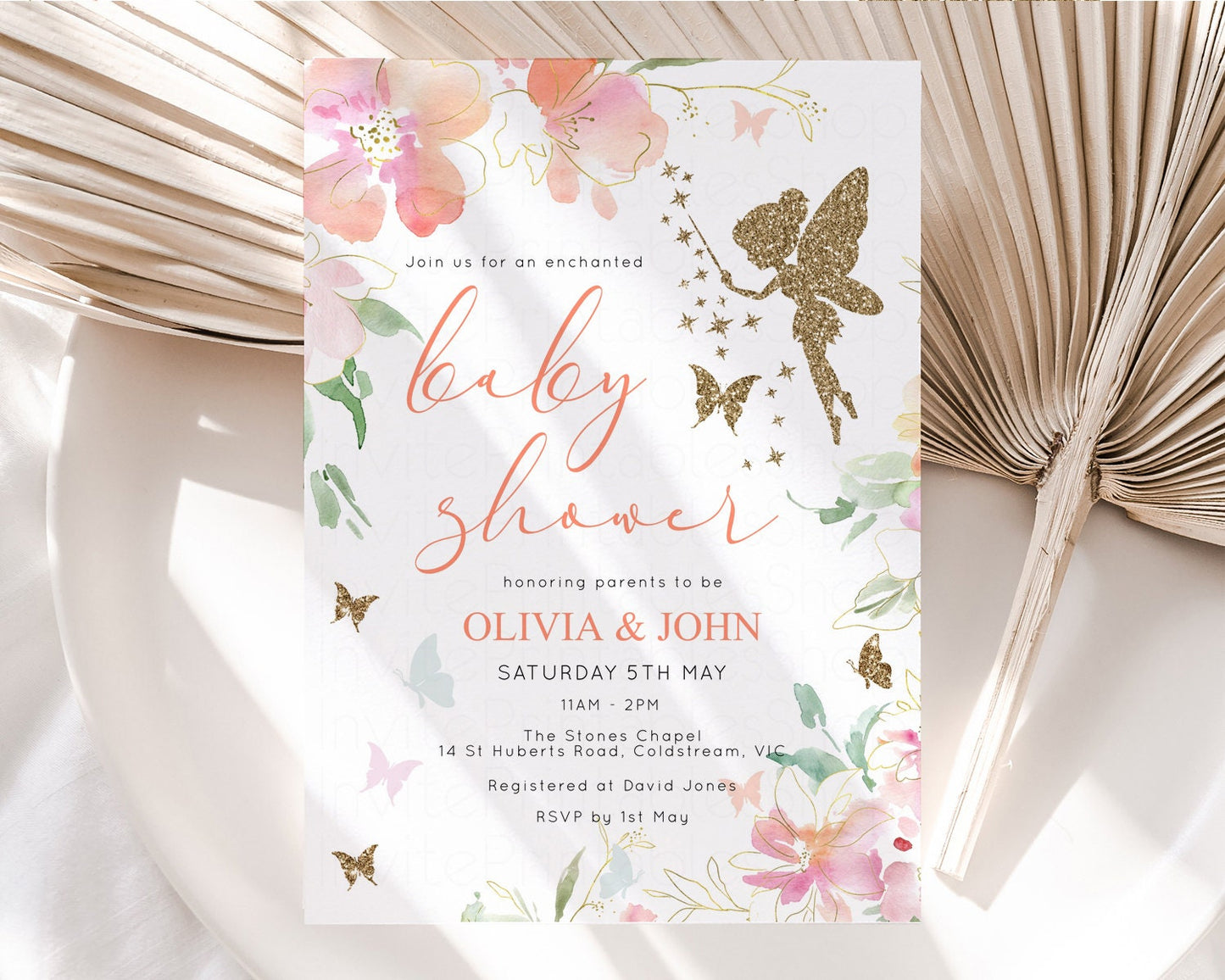 Fairy Baby Shower Invitation Enchanted Forest Baby Shower Secret Garden Shower Whimsical Floral Shower Boho Botanical High Tea Party 91