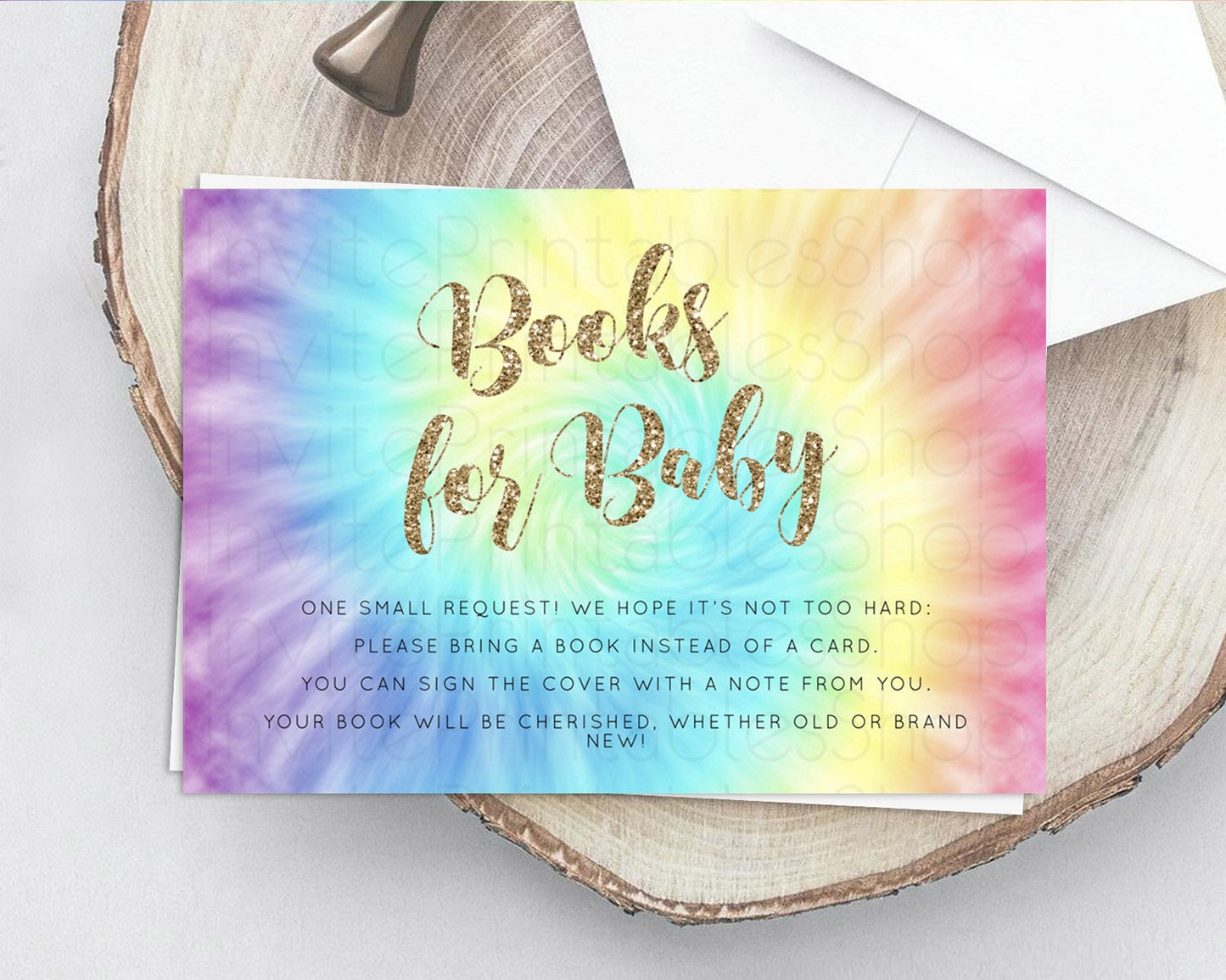 Tie Dye Books For Baby Card Rainbow Tie Dye Book Insert Pastel Rainbow Watercolor Book Card Tie Dye Colors Guests Book Poem Request D10580