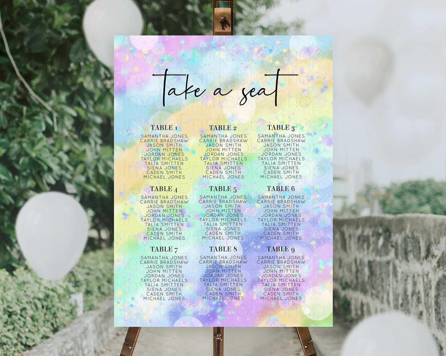 Rainbow Seating Chart Pastel Seating Chart Iridescent Sprinkles Colorful Pastel Watercolor Seating Sign Ombre Pastel Take A Seat D10689