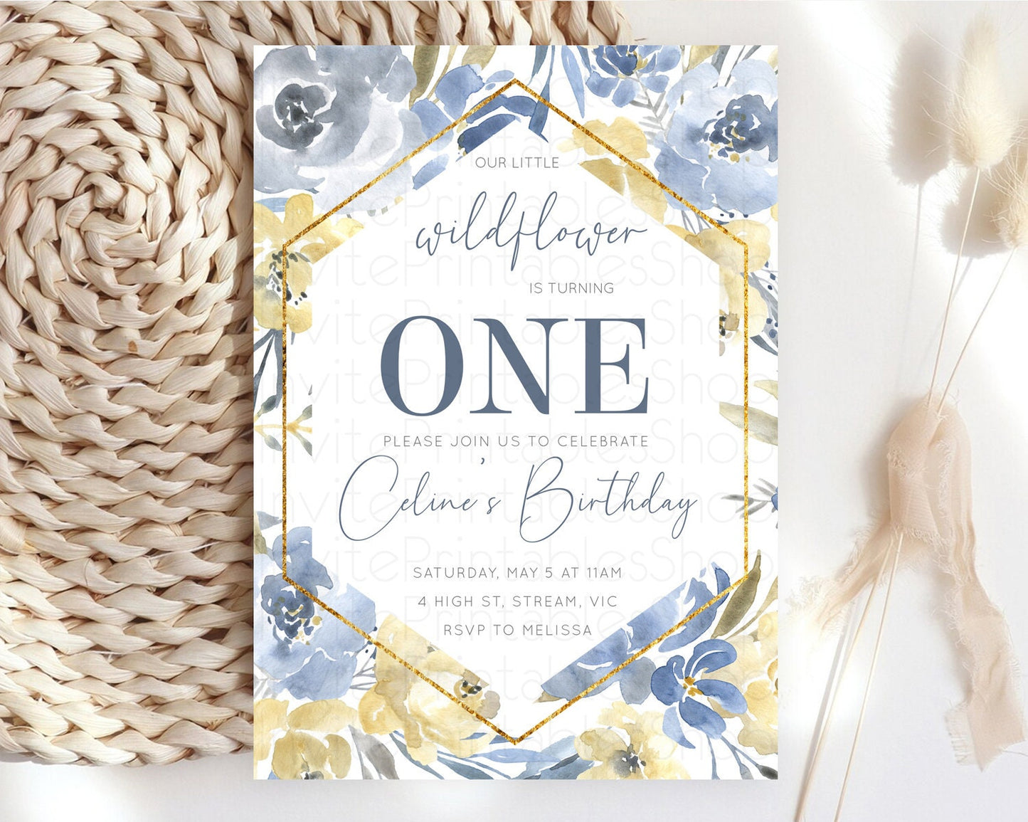 Secret Garden Invitation Wildflower Birthday Invitation Pastel Flowers Invite Enchanted Garden Boho Floral 3rd 2nd First Birthday D10782