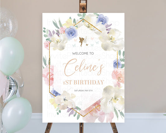 Fairy Welcome Sign Fairy Welcome Board Enchanted Garden Pastel Floral Butterfly Décor Secret Garden First Birthday Welcome Sign D10829