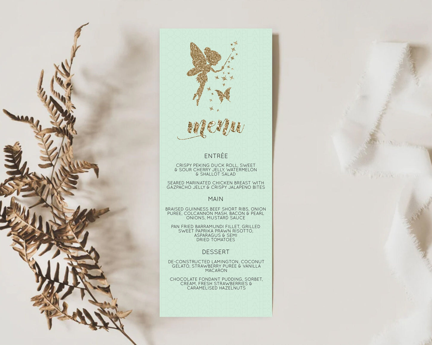 Fairy Menu Fairy Menu Template Enchanted Garden Pastel Floral Butterfly Table Décor Fairy Secret Garden Dinner Dessert Food Menu D10908