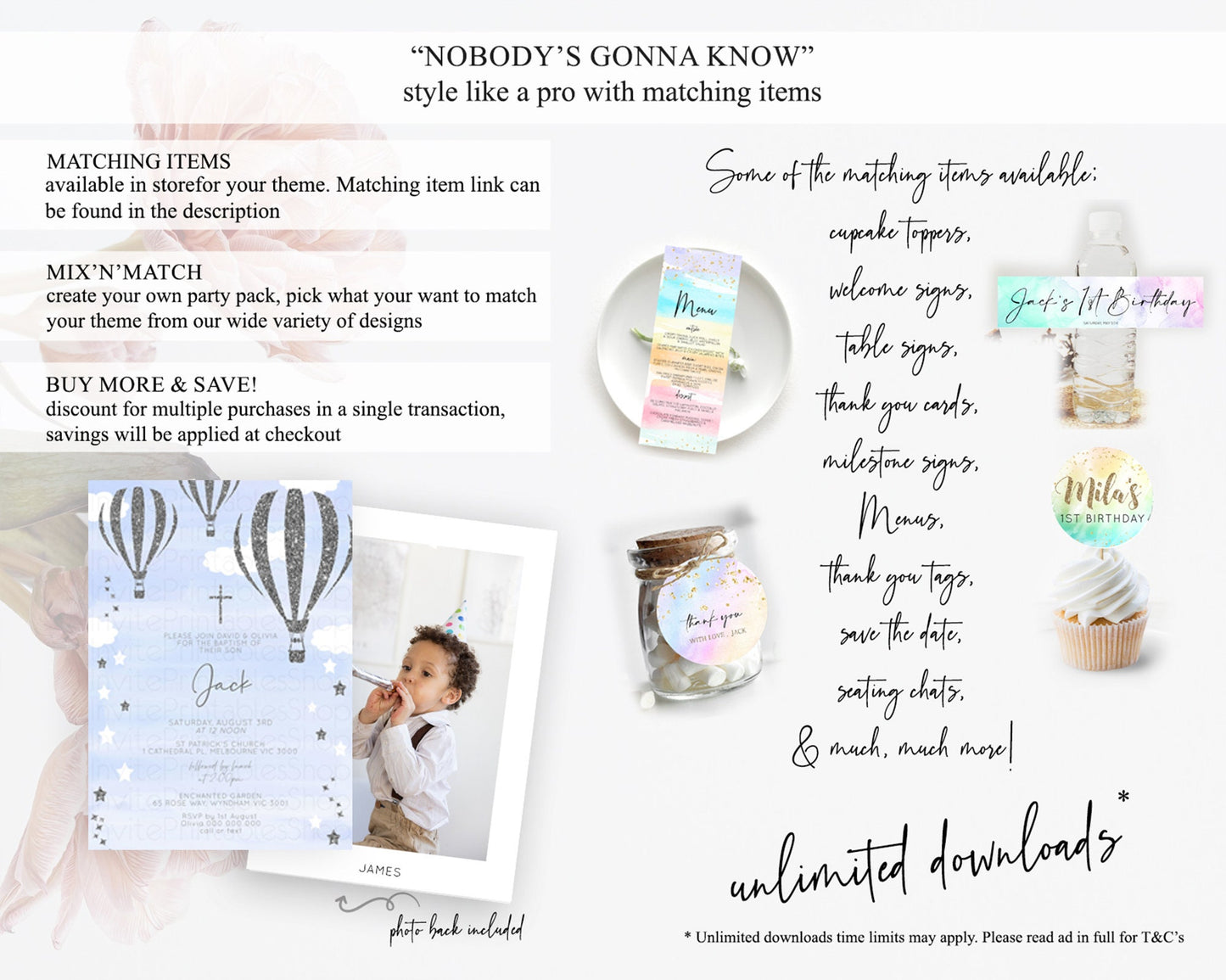 Hot Air Balloon Baptism Invitation Hot Air Balloon Baptism Birthday Invitation Adventure Awaits Up Up Away Glitter Blue Watercolor D10334