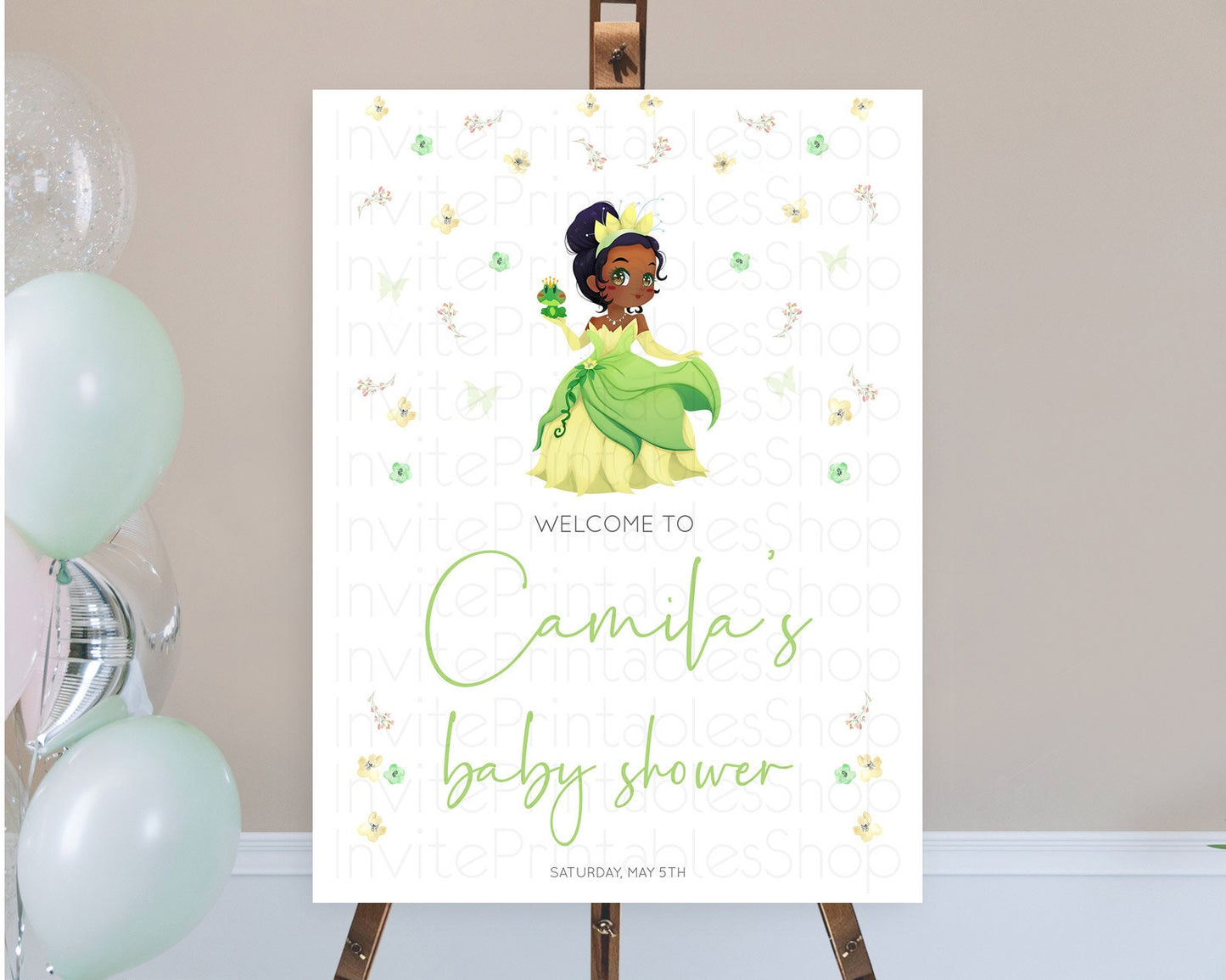 Princess Baby Shower Welcome Sign Castle Welcome Board Secret Garden Enchanted Castle Pastel Floral Garden Baby Shower Welcome Sign D10348