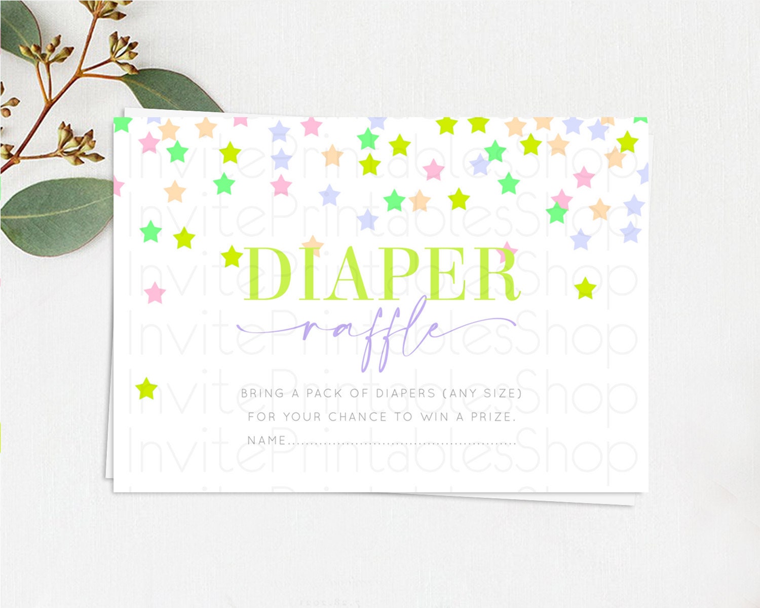 Editable Pastel Star Diaper Raffle Card Shooting Star Diaper Raffle Insert T