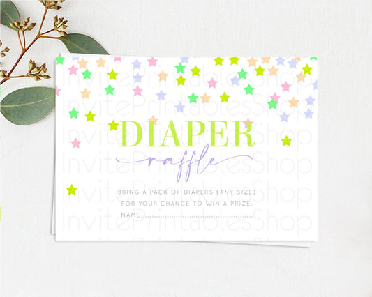 Editable Pastel Star Diaper Raffle Card Shooting Star Diaper Raffle Insert T