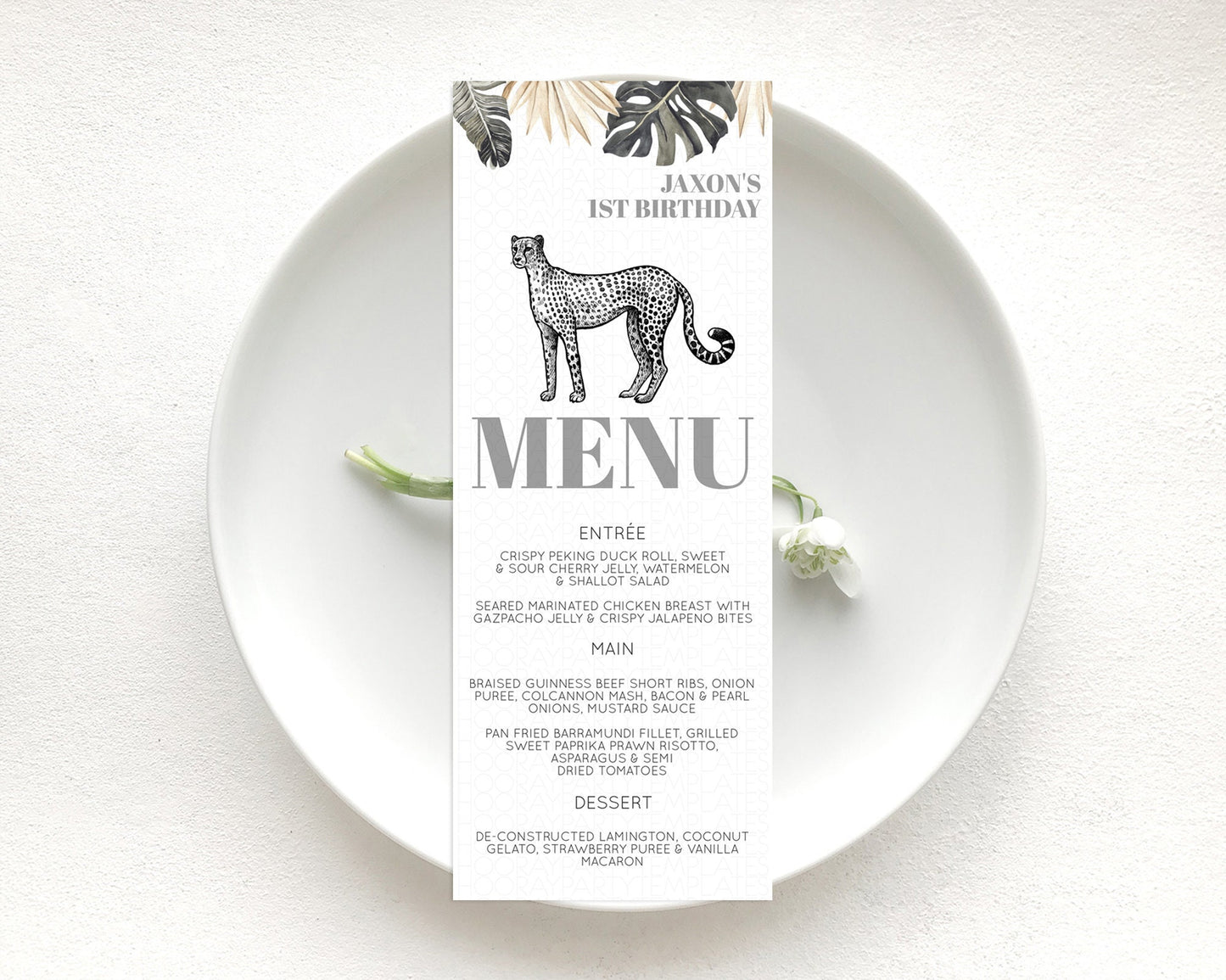 Cheetah Menu Cheetah Menu Template Cheetah Party Table Decor Safari Adventure Decor Cheetah Dinner Dessert Menu Party Food Menu D10823