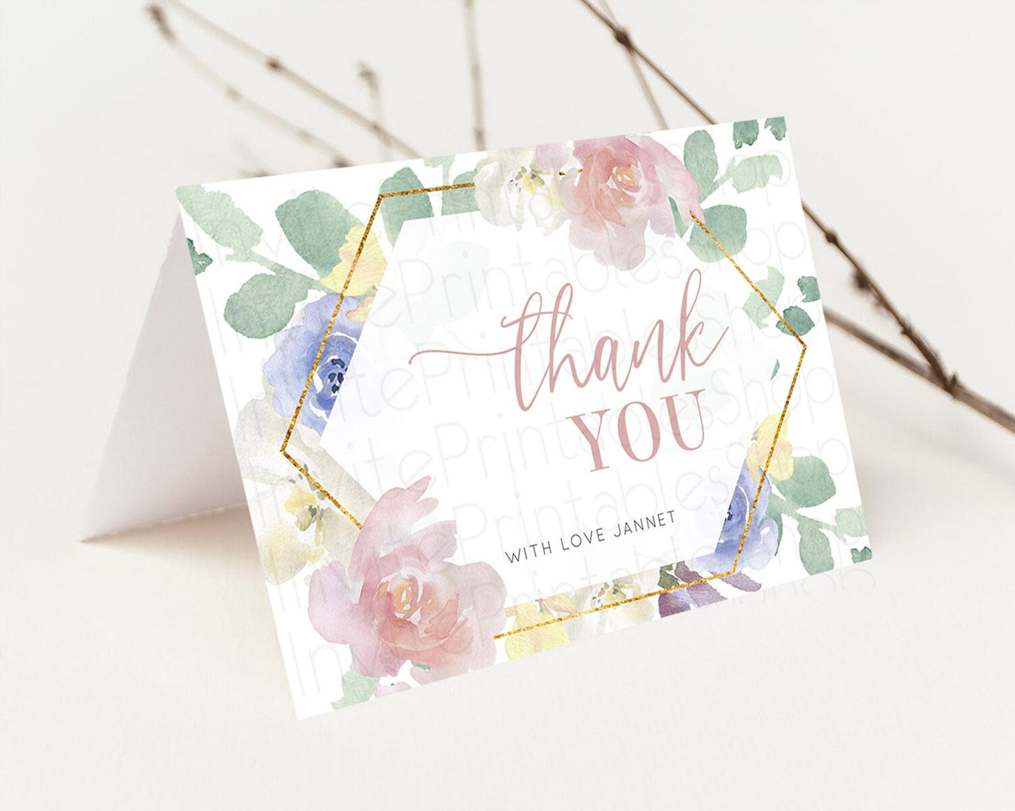 Secret Garden Thank You Wildflower Thank You Card Pastel Flower Garden Birthday Thank You Card Boho Floral Teacher Thank You Card D10254